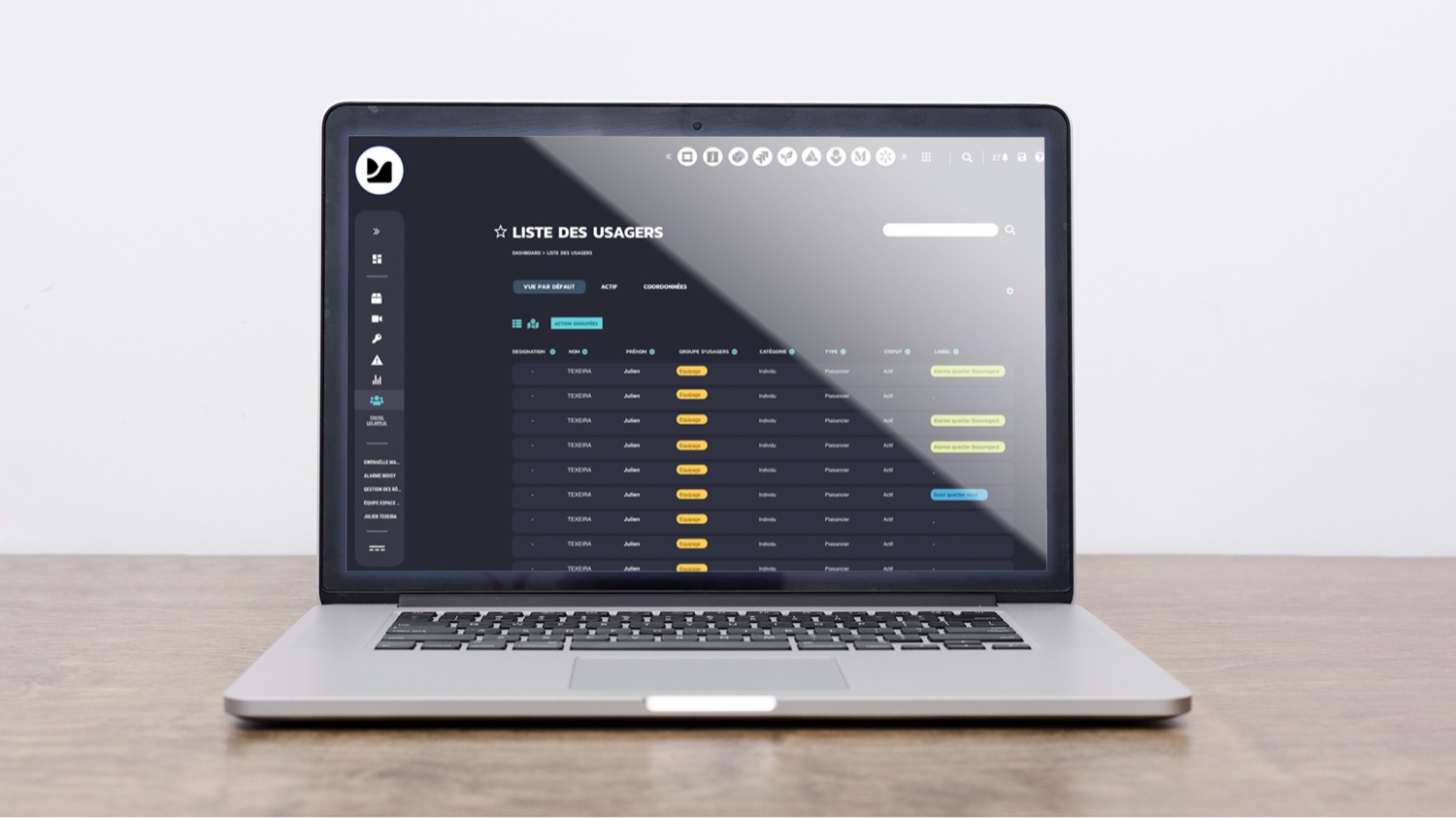 Interface de la plateforme NGE Connect.